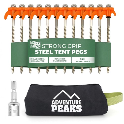 Tent pegs steel screw with - steel,
